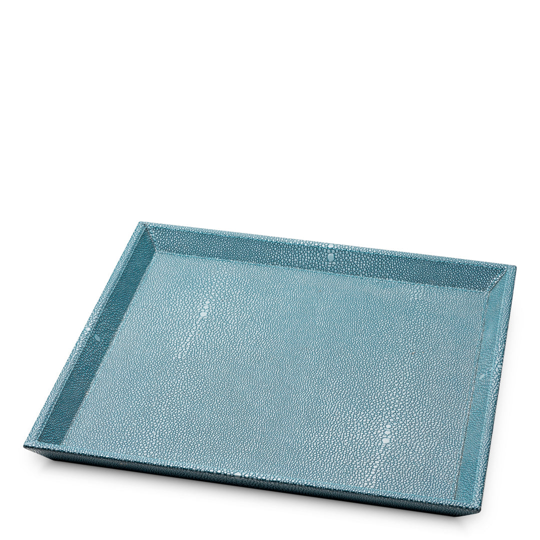 Desk Tray Scaleo set of 2 - Blue faux shagreen