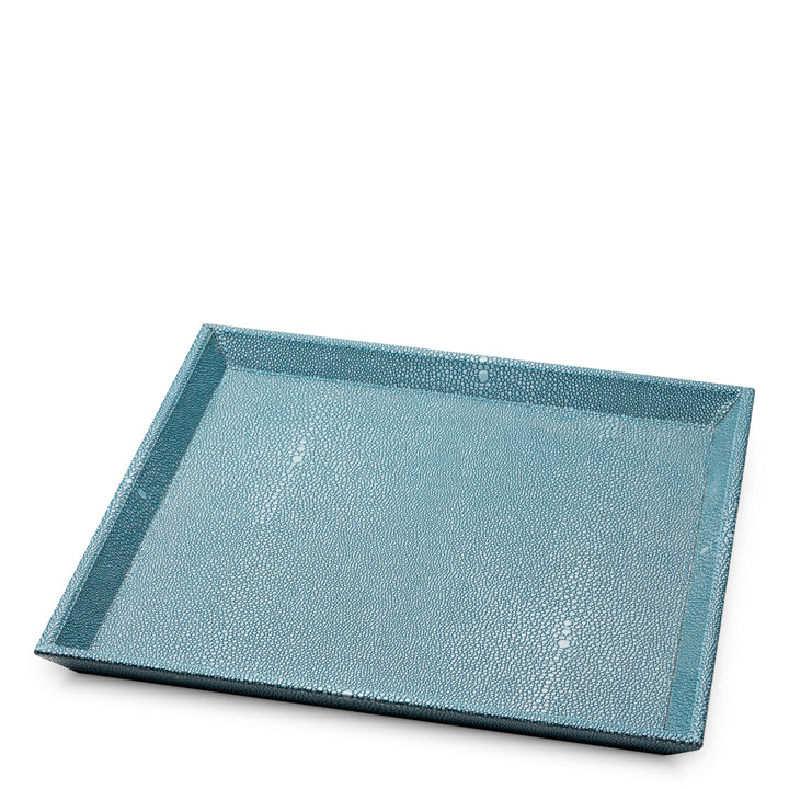 Desk Tray Scaleo set of 2 - Blue faux shagreen