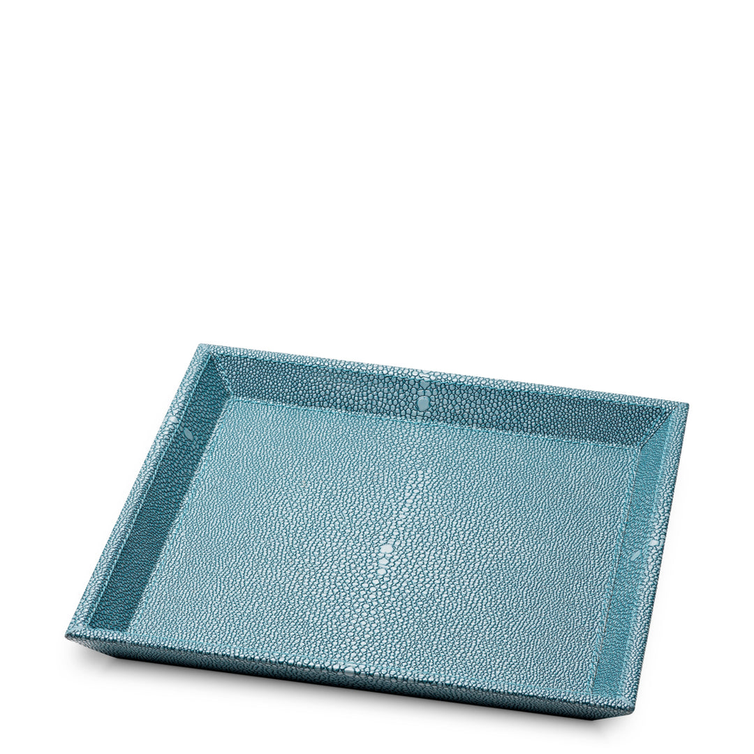 Desk Tray Scaleo set of 2 - Blue faux shagreen