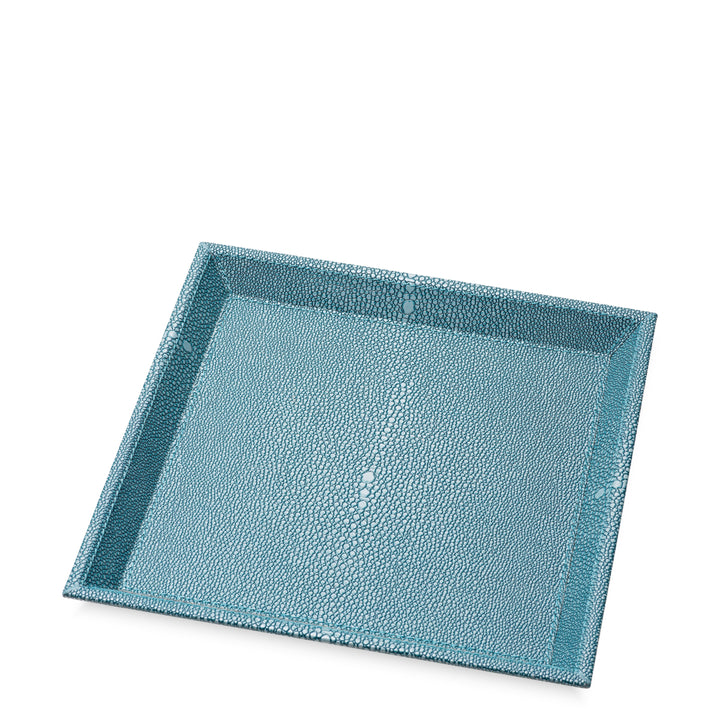 Desk Tray Scaleo set of 2 - Blue faux shagreen