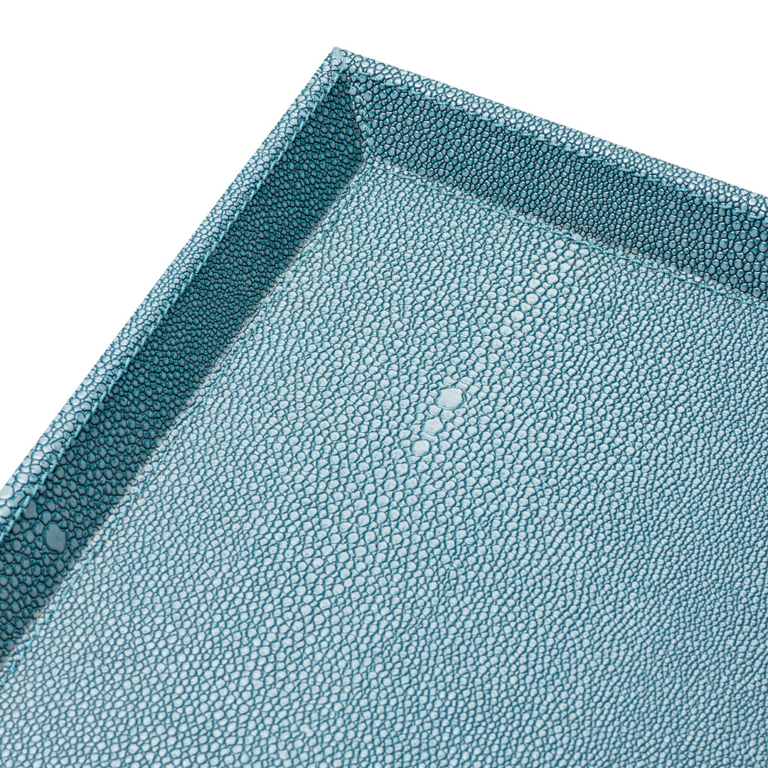 Desk Tray Scaleo set of 2 - Blue faux shagreen