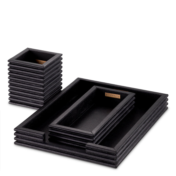 Desk Set Elvane set of 3 - Black leather