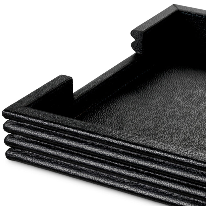 Desk Set Elvane set of 3 - Black leather