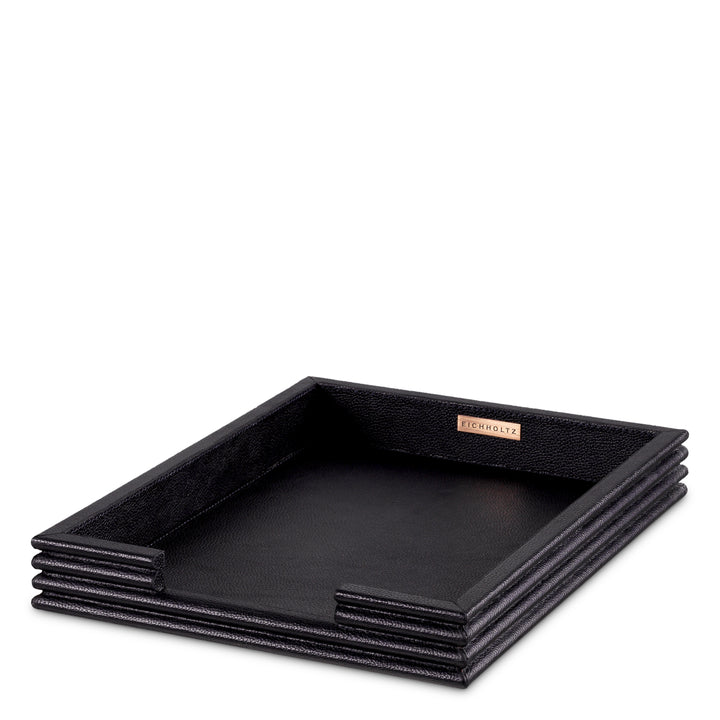 Desk Set Elvane set of 3 - Black leather