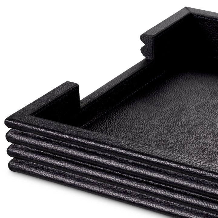 Desk Set Elvane set of 3 - Black leather