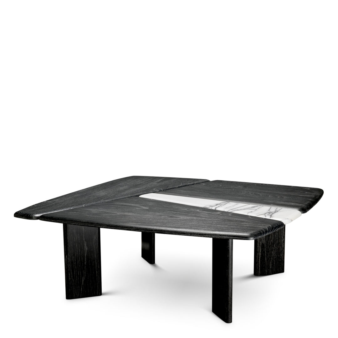 Coffee Table Brinton - Charcoal grey crown solid wood | white marble