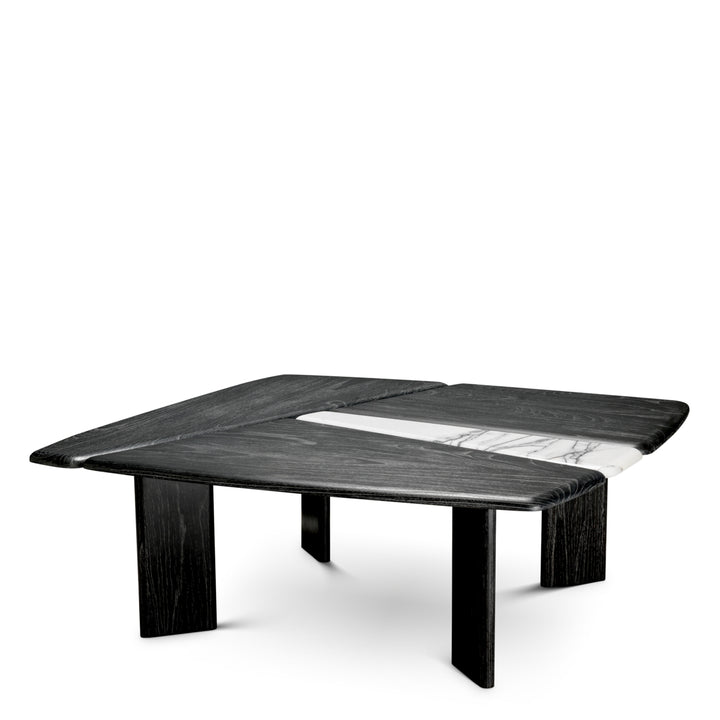 Coffee Table Brinton - Charcoal grey crown solid wood | white marble