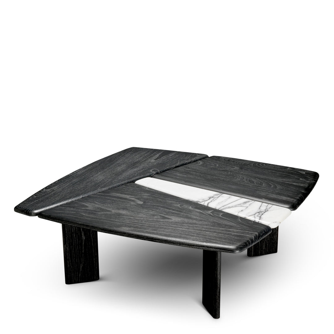 Coffee Table Brinton - Charcoal grey crown solid wood | white marble
