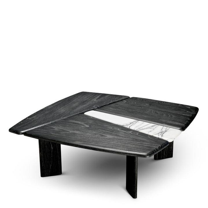 Coffee Table Brinton - Charcoal grey crown solid wood | white marble