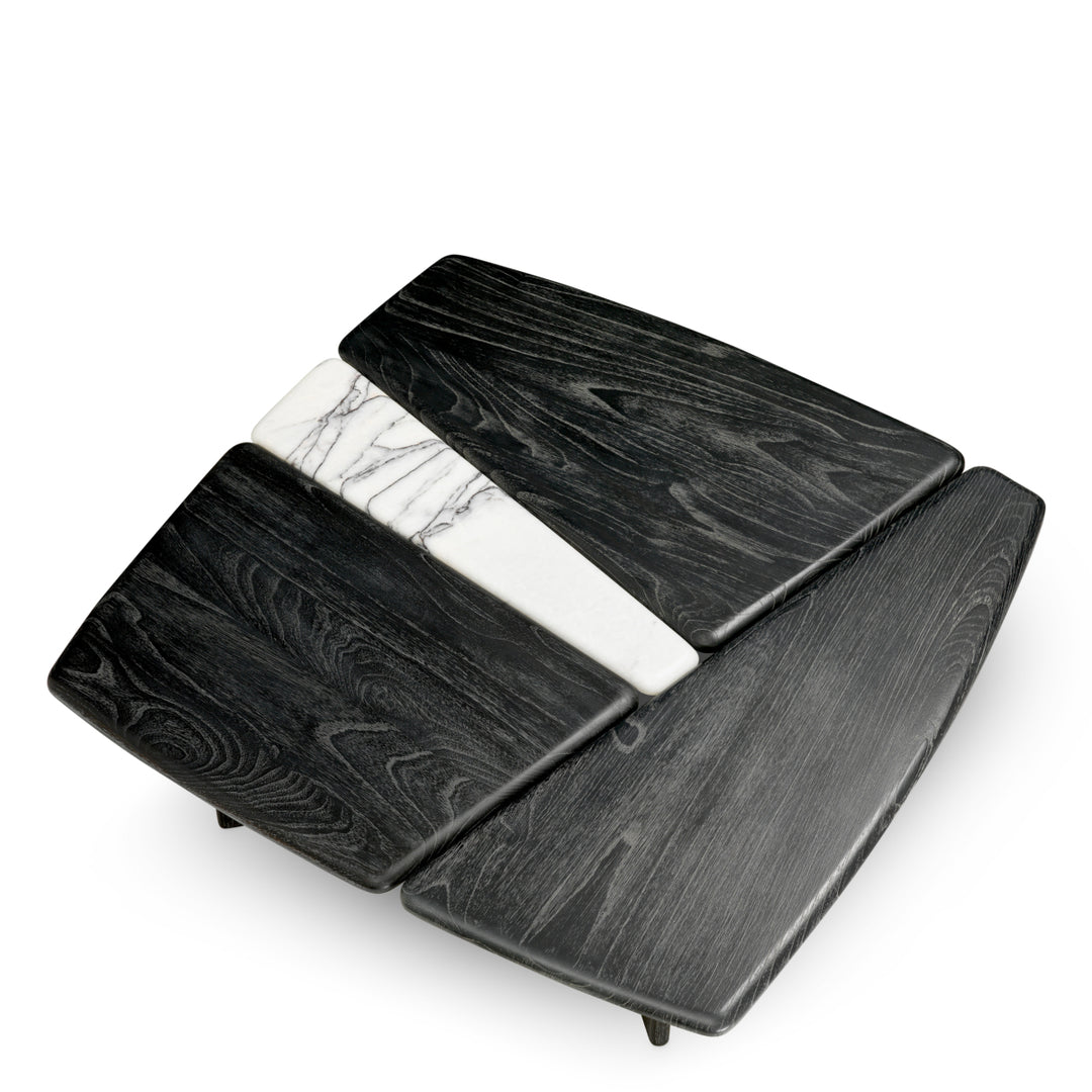 Coffee Table Brinton - Charcoal grey crown solid wood | white marble