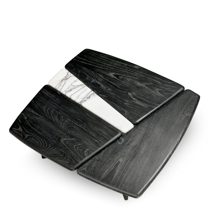 Coffee Table Brinton - Charcoal grey crown solid wood | white marble