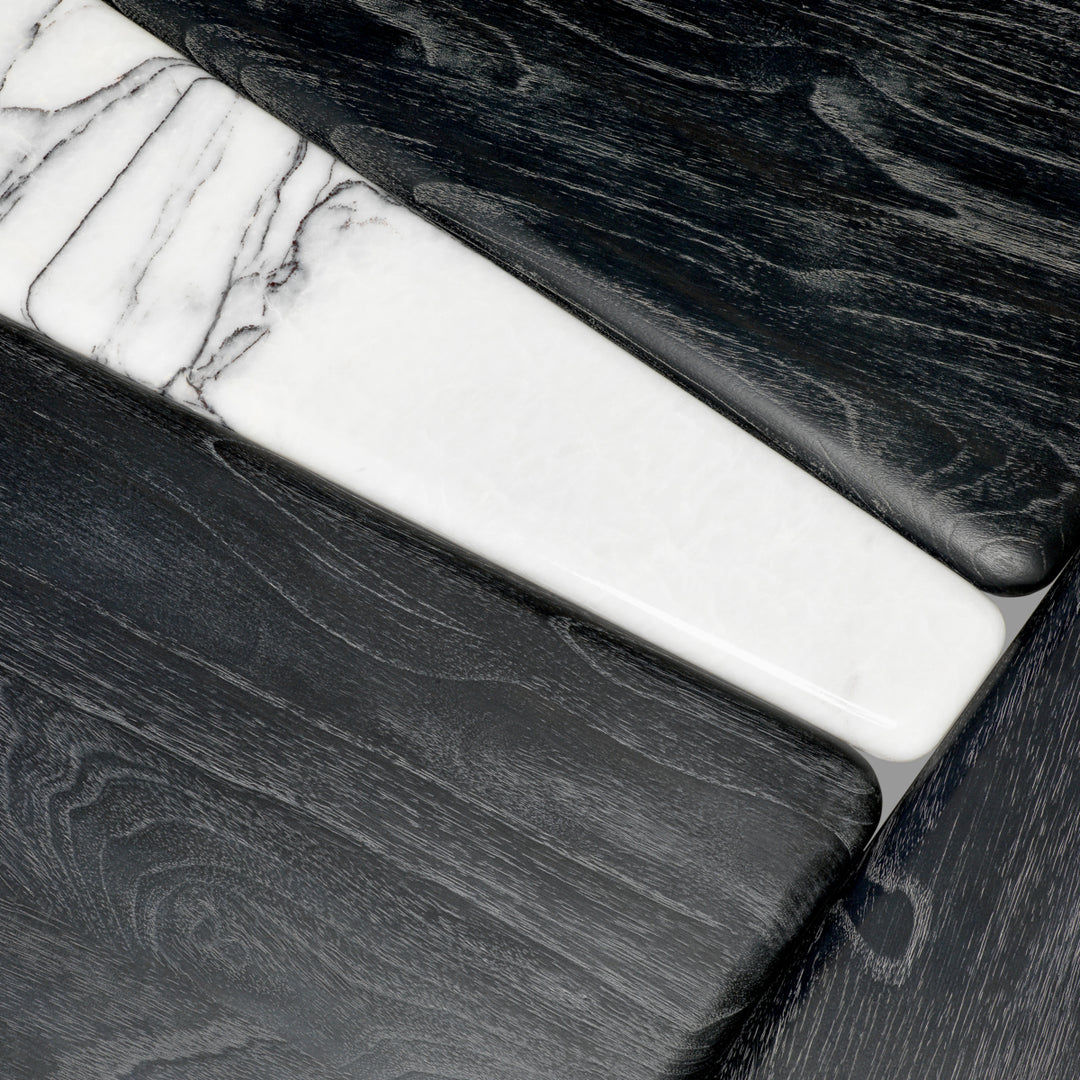 Coffee Table Brinton - Charcoal grey crown solid wood | white marble