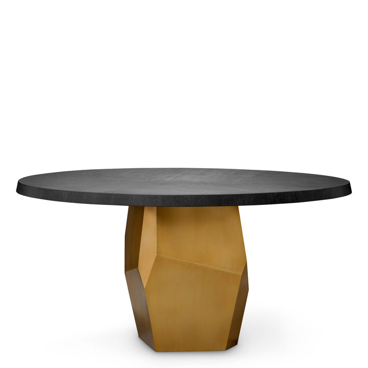 Dining Table Caldor - Brushed brass finish | charcoal grey oak veneer