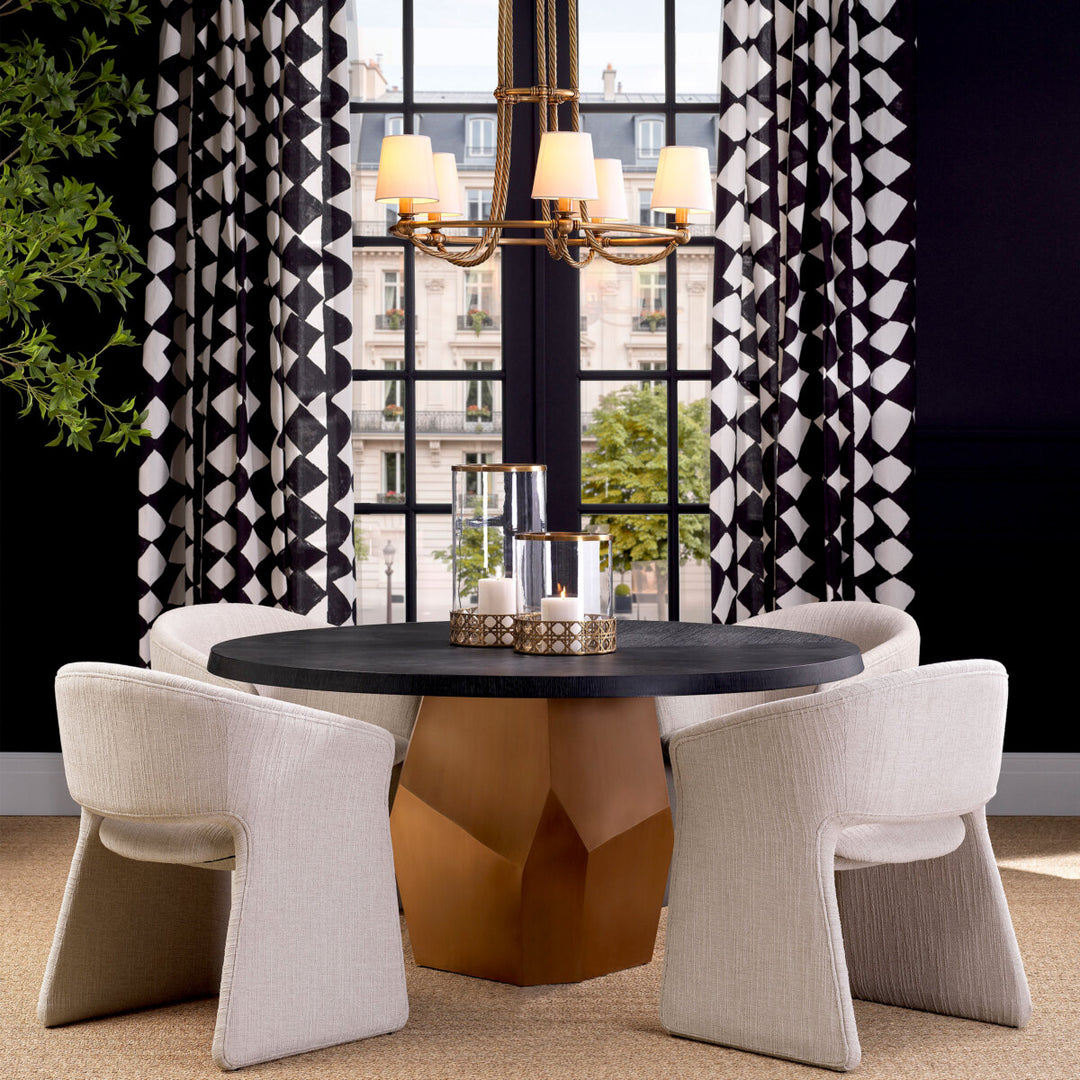 Dining Table Caldor - Brushed brass finish | charcoal grey oak veneer