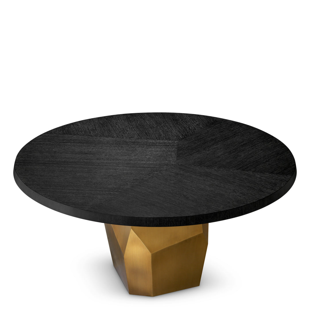 Dining Table Caldor - Brushed brass finish | charcoal grey oak veneer