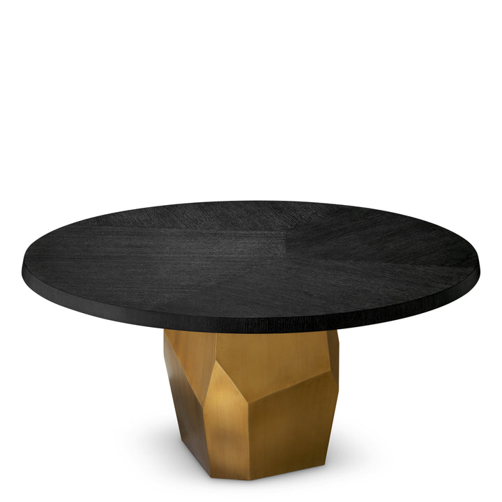 Dining Table Caldor - Brushed brass finish | charcoal grey oak veneer