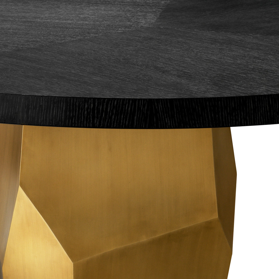 Dining Table Caldor - Brushed brass finish | charcoal grey oak veneer