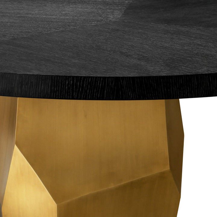 Dining Table Caldor - Brushed brass finish | charcoal grey oak veneer