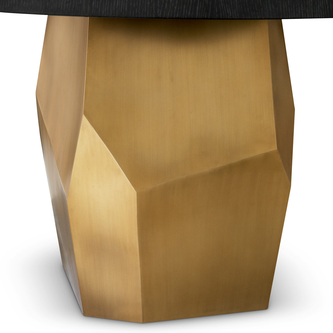 Dining Table Caldor - Brushed brass finish | charcoal grey oak veneer