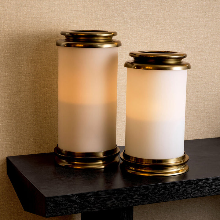 Hurricane Carrington L - Vintage brass finish | white glass