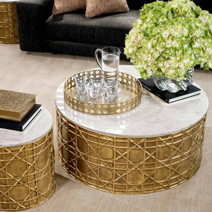 Coffee Table Laurenson - Vintage brass finish | white marble top