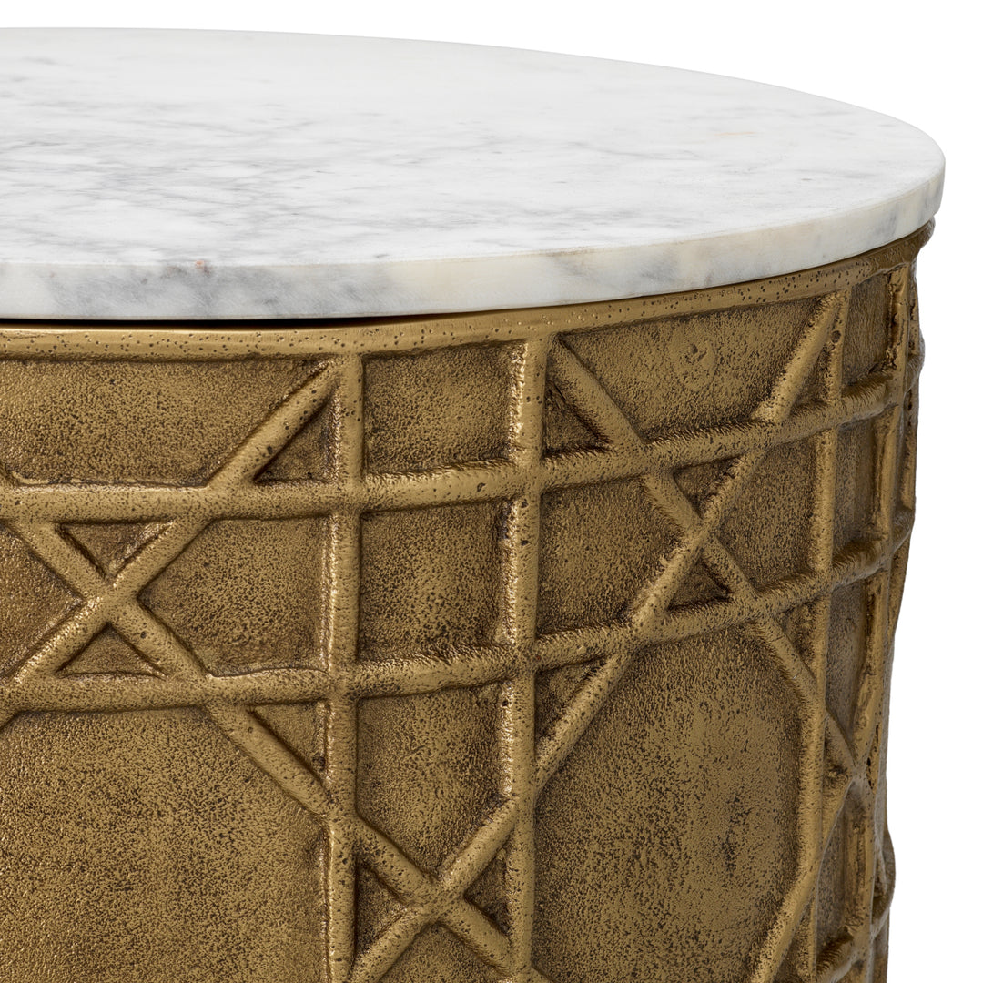 Coffee Table Laurenson - Vintage brass finish | white marble top