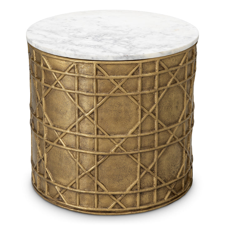 Side Table Laurenson - Vintage brass finish | white marble top
