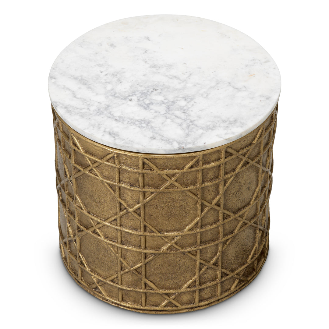 Side Table Laurenson - Vintage brass finish | white marble top