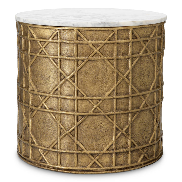 Side Table Laurenson - Vintage brass finish | white marble top