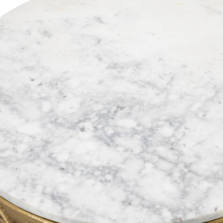 Side Table Laurenson - Vintage brass finish | white marble top