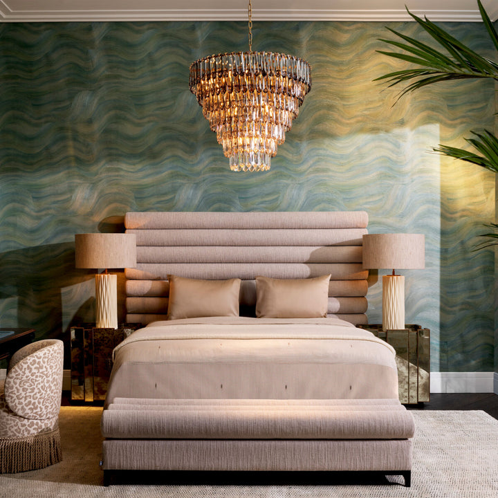 Chandelier Gwendolyn - Antique brass finish | smoke and clear glass