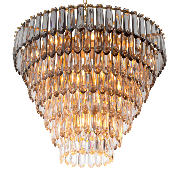 Chandelier Gwendolyn - Antique brass finish | smoke and clear glass