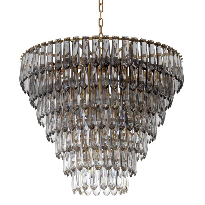Chandelier Gwendolyn - Antique brass finish | smoke and clear glass