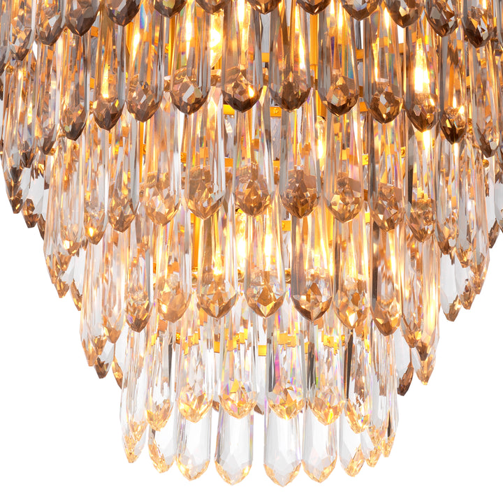 Chandelier Gwendolyn - Antique brass finish | smoke and clear glass