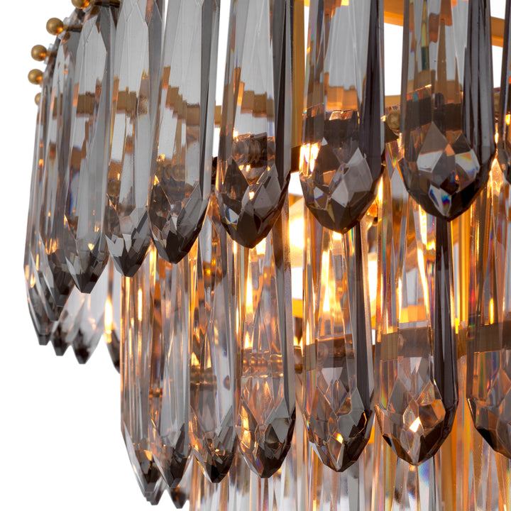 Chandelier Gwendolyn - Antique brass finish | smoke and clear glass