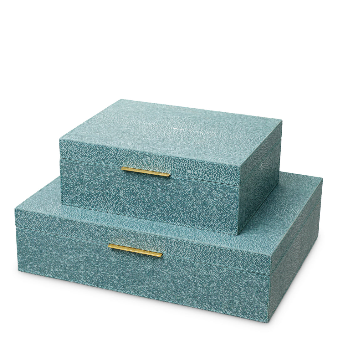 Box Menton S - Blue faux shagreen