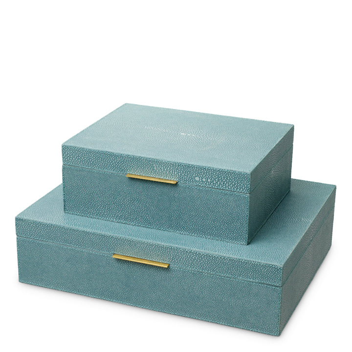 Box Menton L - Blue faux shagreen