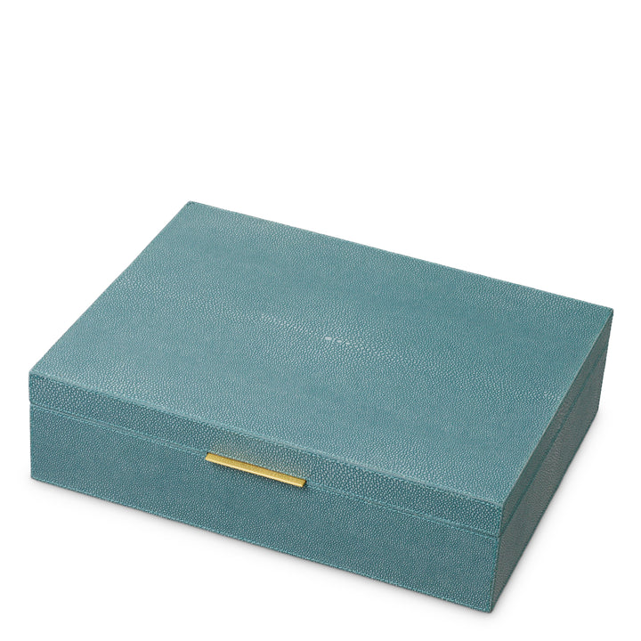 Box Menton L - Blue faux shagreen