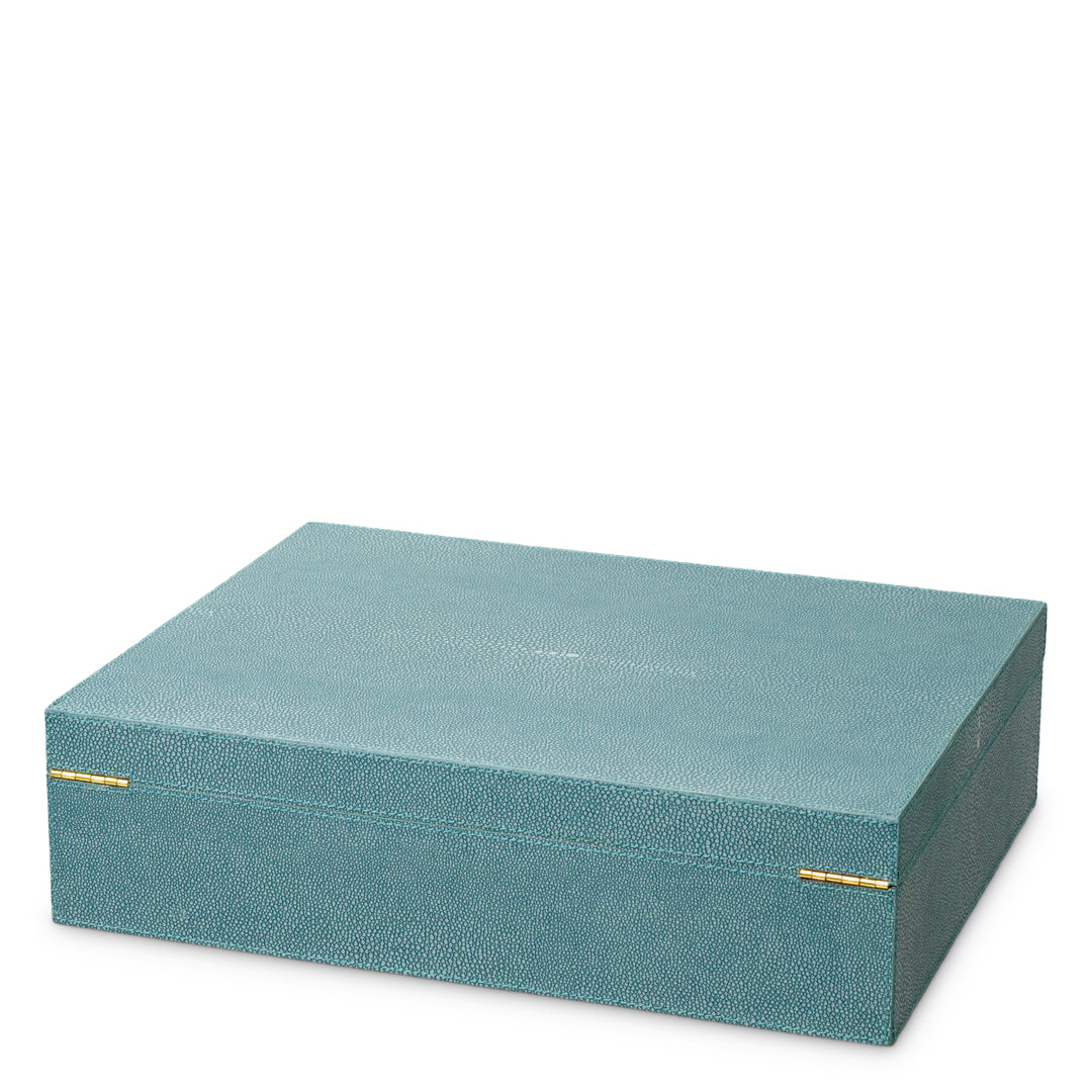 Box Menton L - Blue faux shagreen