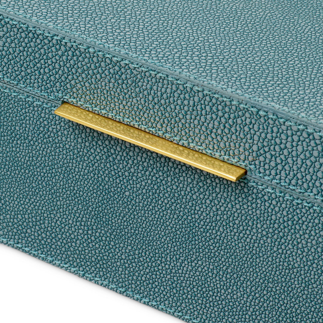 Box Menton L - Blue faux shagreen