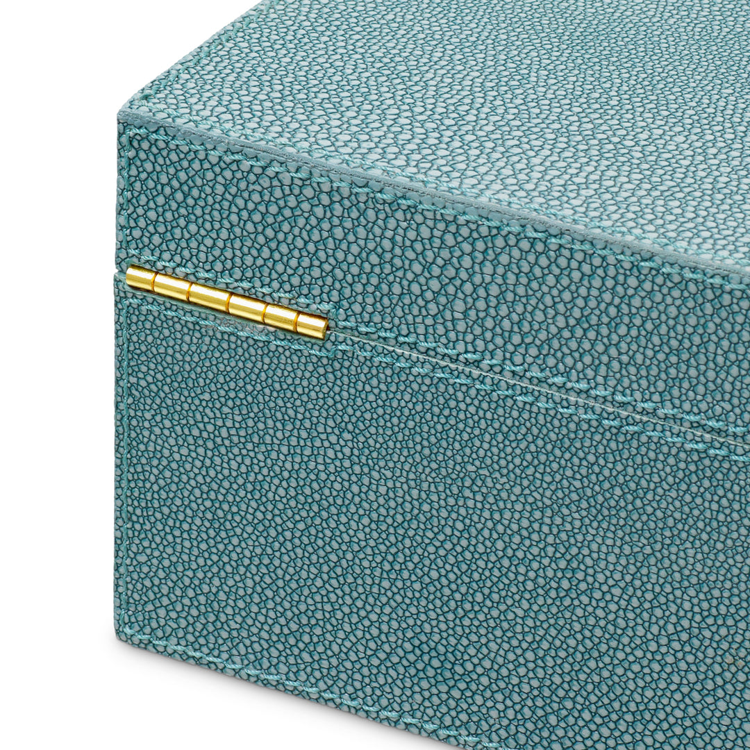 Box Menton L - Blue faux shagreen