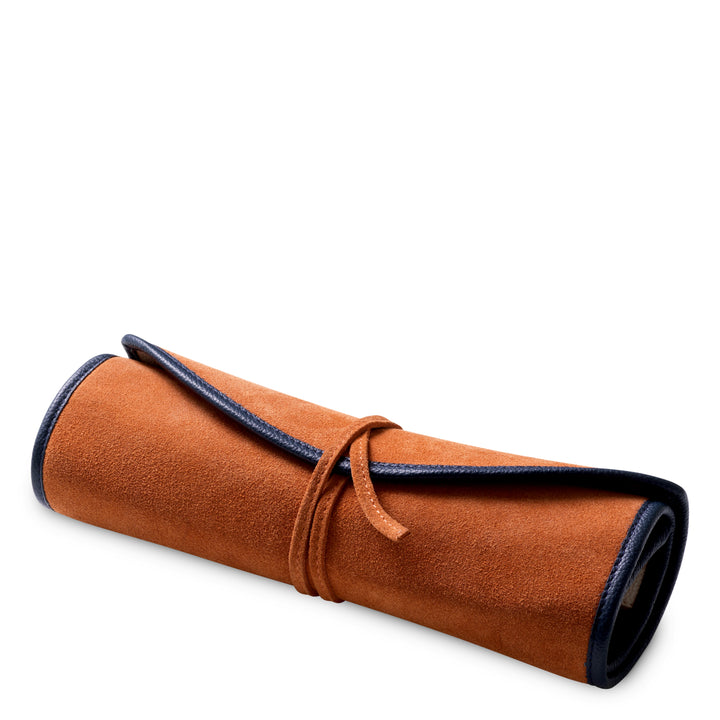 Backgammon Travel Set Monte Lago - Blue leather | orange suede