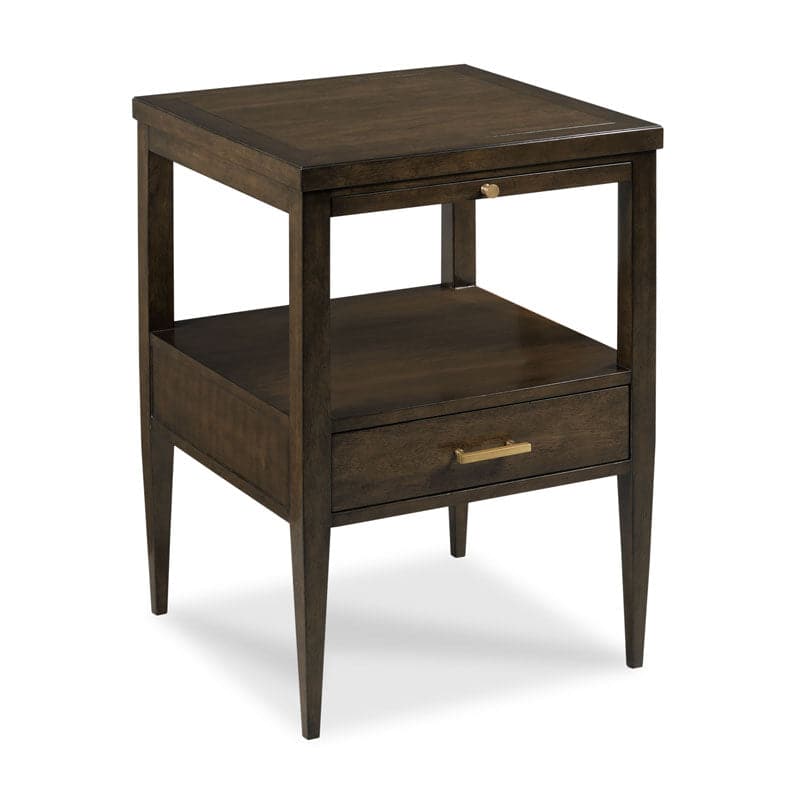 Toulon Bedside Table-Woodbridge Furniture-WOODB-1279-13-NightstandsMink Finish and Brass-2-France and Son