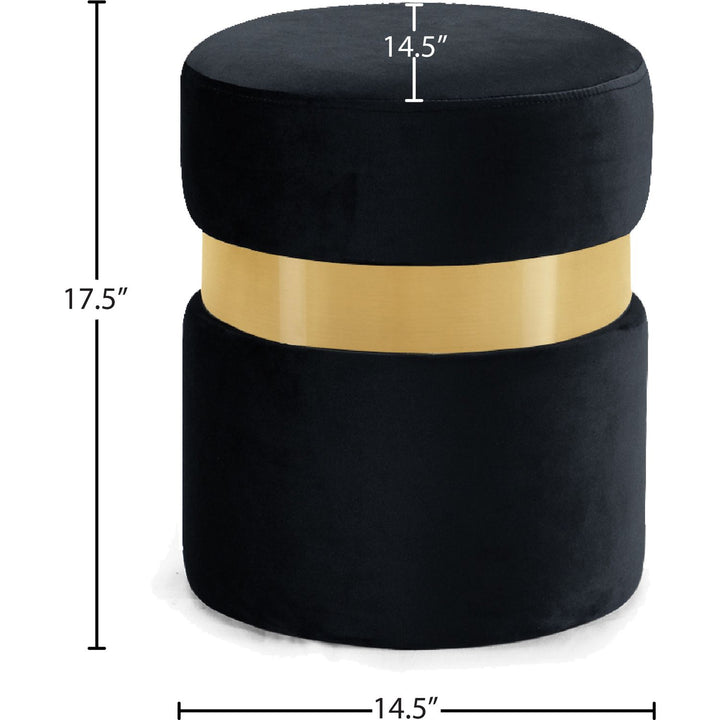 Hailey Velvet Upholstered Stool — Black / Gold