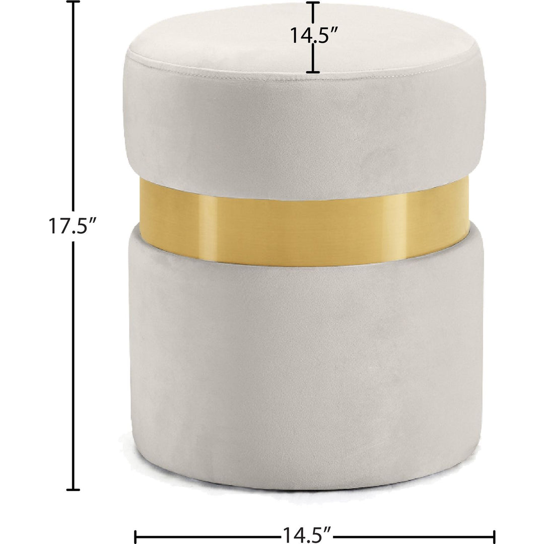 Hailey Velvet Upholstered Stool — Cream / Gold
