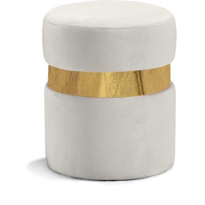 Hailey Velvet Upholstered Stool — Cream / Gold