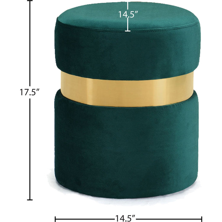 Hailey Velvet Upholstered Stool — Green / Gold