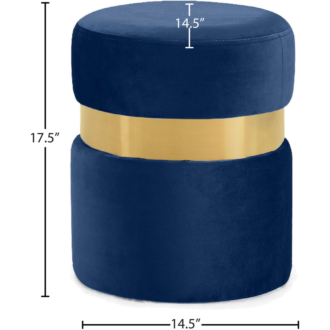 Hailey Velvet Upholstered Stool — Navy / Gold