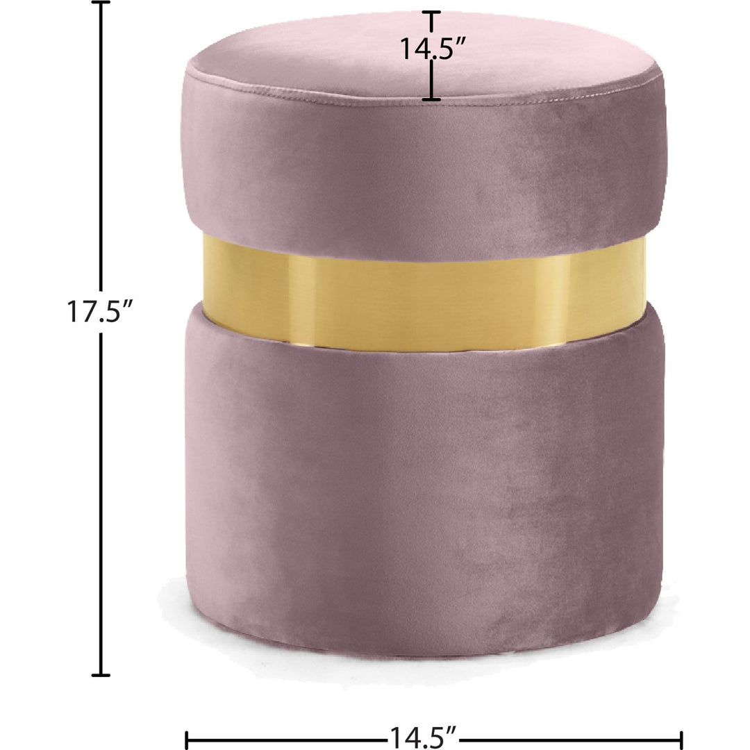 Hailey Velvet Upholstered Stool — Pink / Gold
