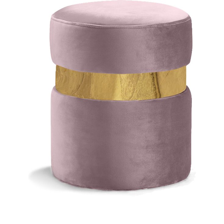Hailey Velvet Upholstered Stool — Pink / Gold